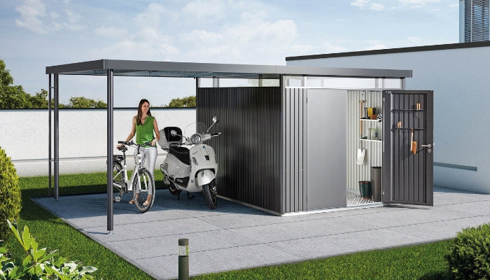 Biohort Gerätehaus mit Sonnenschutz