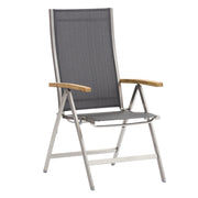 ZEBRA Klappsessel One Gartenstuhl mit Edelstahlgestell und Teakholz-Armlehnen, verstellbar