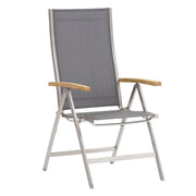 ZEBRA Klappsessel One Gartenstuhl mit Edelstahlgestell und Teakholz-Armlehnen, verstellbar