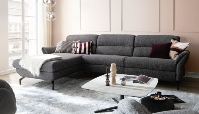 Schöner Wohnen Ecksofa Salerno schwarz